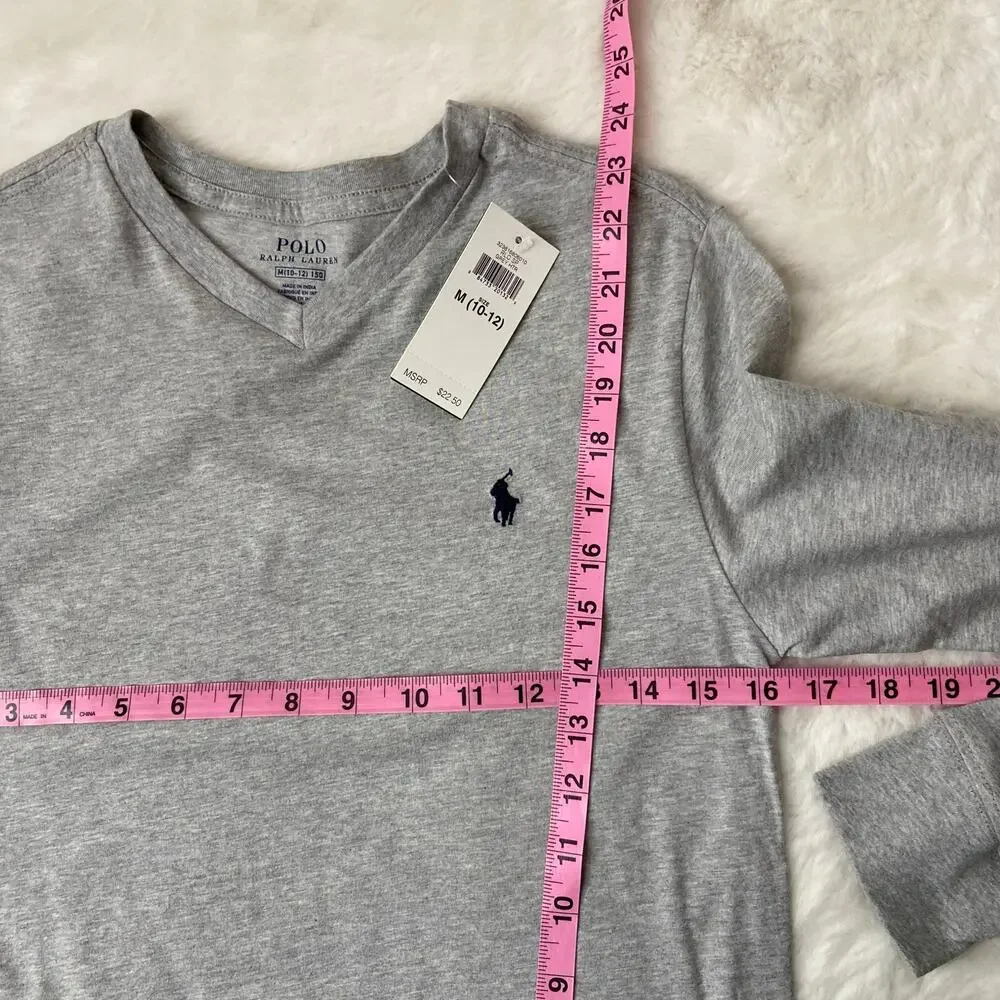 Polo Ralph Lauren Gray V-Neck Tee Size Medium (Boy)